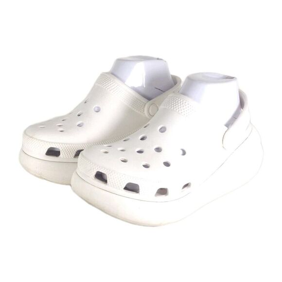 Crocs Women's Mega Crush US7 Triple White Platform Wedge Classic Clogs Sandals - Picture 1 of 16